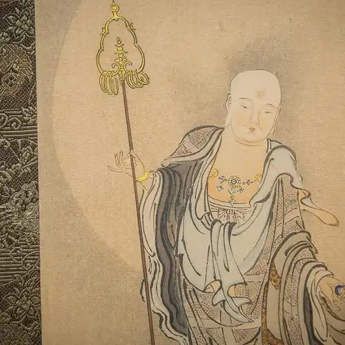 地藏王菩萨装饰挂画客厅办公室供奉挂画纯手工地藏王菩萨画像