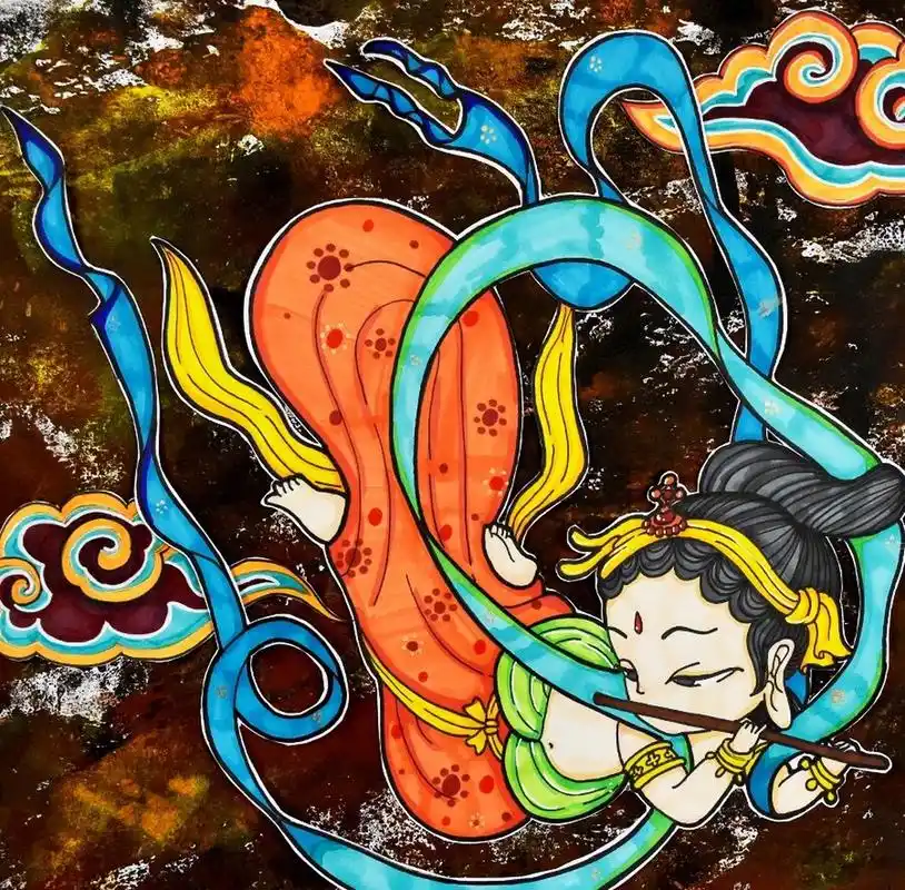 儿童画教程|国潮动漫敦煌飞天 【教学重难点】 98 ①了解敦煌壁画的