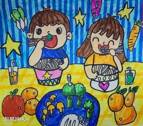 吃饭有健康画画图片