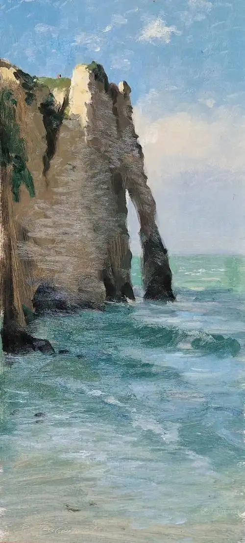 长竖构图风景油画,俄罗斯画家谢尔盖·图图诺夫作品