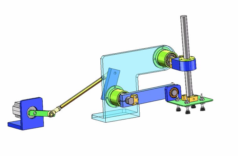 四杆连动的往复取料翻转投料机构模型