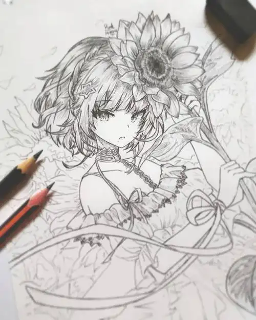 动漫人物铅笔画临摹素材,43张大神级手绘线稿,建议收藏!