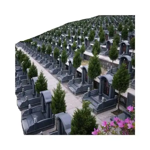 花岗岩农村公墓墓穴芝麻黑整套墓地石碑批发石材墓碑陵园卧碑