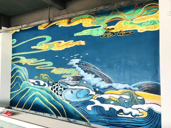 墙绘-钓虾场|插画|新锐潮流插画|吧啦bubu - 临摹作品 - 站酷 (zcool)