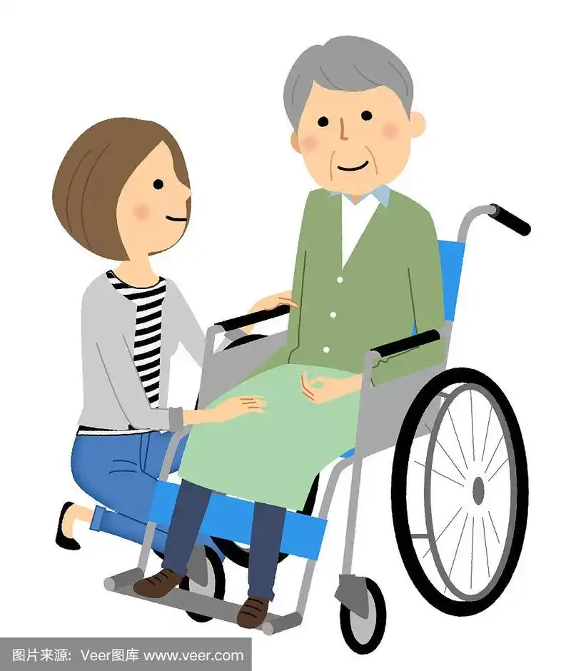 坐在轮椅上的老人和照顾者