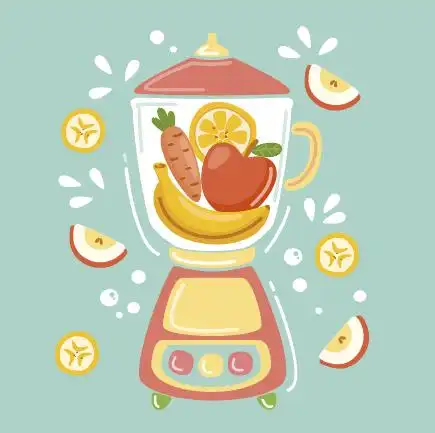 苹果卡通水果榨汁机矢量素材