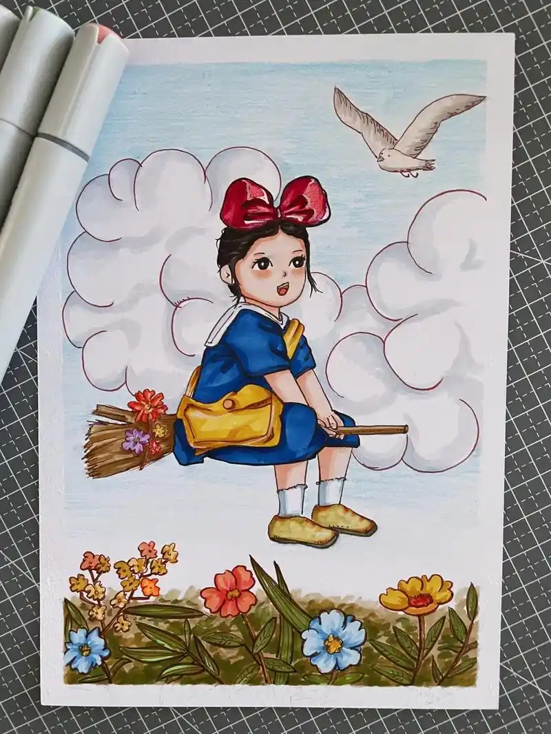 马克笔手绘魔女宅急便