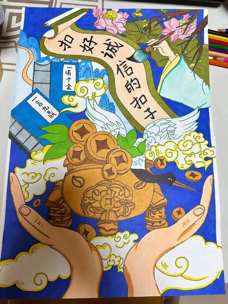 扣好诚信的扣子主题画.诚信主题画,扣好诚信的扣子主题画,诚信 - 抖音