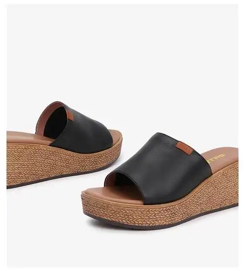 belle百丽凉鞋女夏季商场同款厚底坡跟拖鞋3f131bt9米白棕33