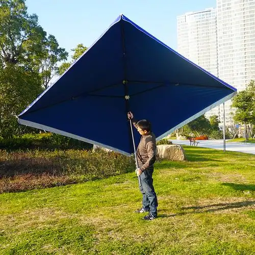 大号户外遮阳伞闪电客双层摆地摊大雨伞庭院四方伞长方形太阳伞红色