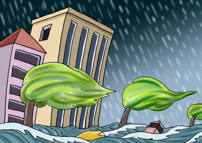 插画:暴雨导致城市内涝