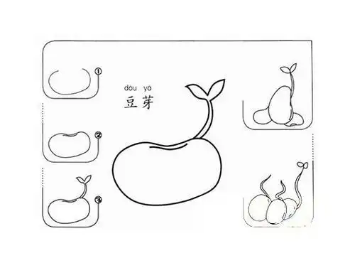 绿豆简笔画步骤绿豆简笔画作品彩色图片发芽的绿豆简笔画步骤绿豆简笔