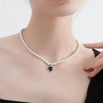 世奇皓爱心珍珠玛瑙项链女百搭叠戴小米珠锁骨链送女友闺蜜项链单条