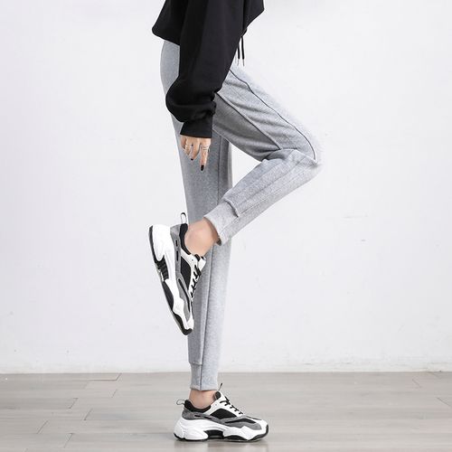 皓瑶旗舰店的优惠券大全—灰色运动裤女加绒2021新款春秋冬裤子女宽松