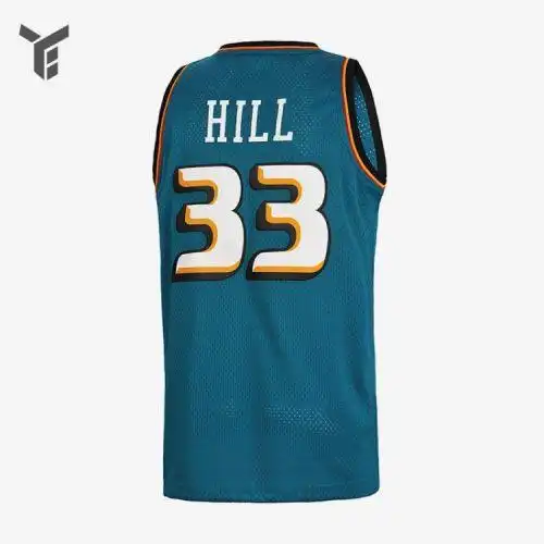 adidas底特律活塞篮球队经典复古33号希尔男子篮球背心球衣a46463