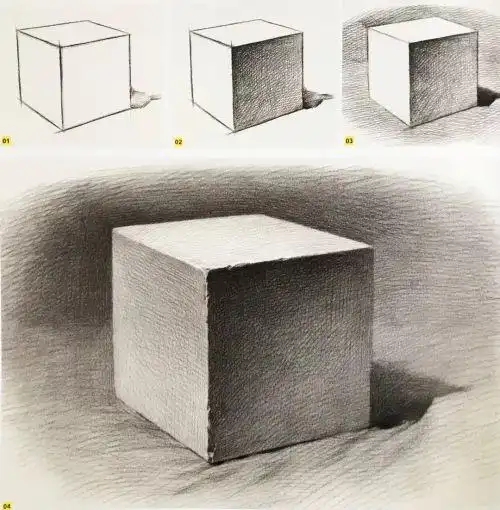 几何体正方体素描画教程素描简单入门石膏几何体