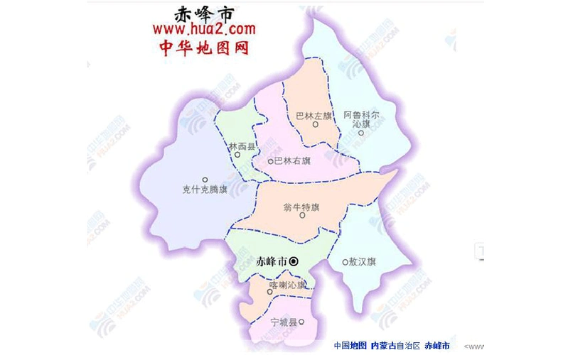 赤峰地图(市区,旗县)
