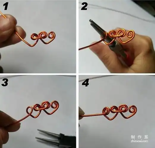 利用金属丝diy手工的心连心戒指步骤教程