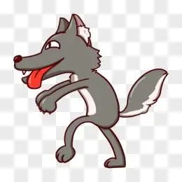 卡通手绘可爱狡猾的大灰狼元素