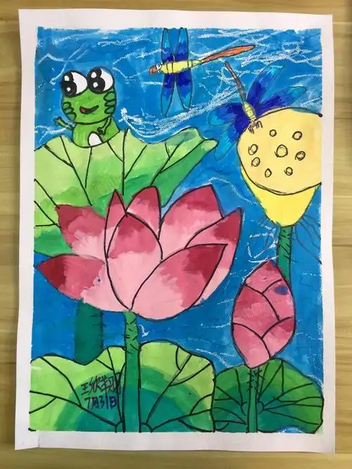 小学生美术荷花画 小学生美术荷花画一等奖