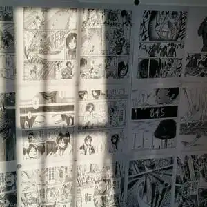 i二次元少女黑白漫画墙纸u壁纸自粘背景墙日系动漫卧室宿舍海报卡