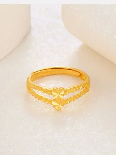 赛菲尔珠宝 无焊料黄金戒指女款 心有灵犀活口戒指足金999.