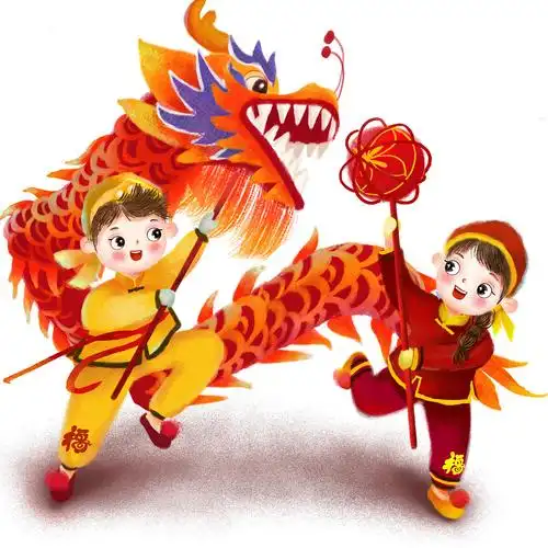 春节福娃舞龙灯
