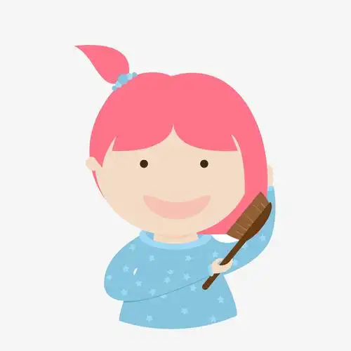 梳头发卡通女孩矢量图