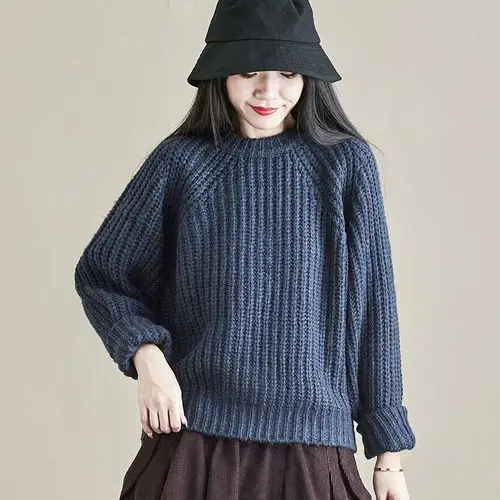 毛衣上衣宽松保暖毛衫加厚短款针织衫