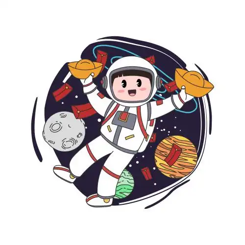 新年可爱卡通手绘儿童拜年宇航员