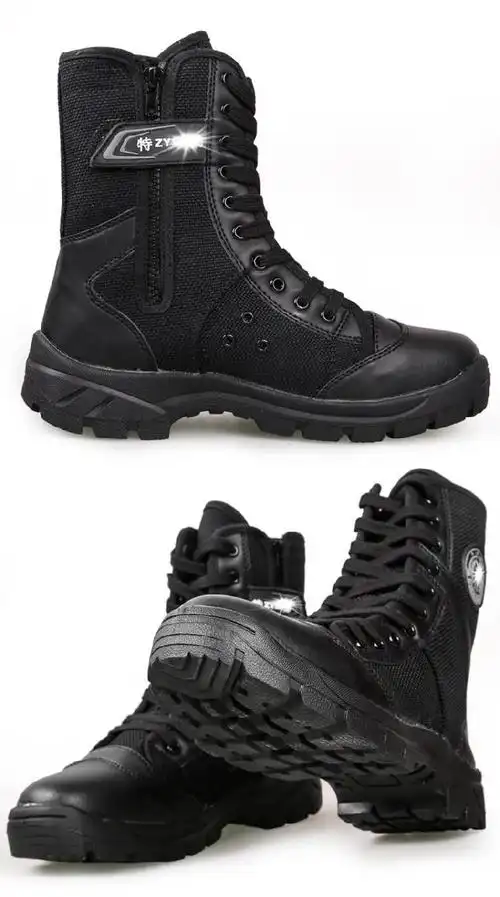 靴男女士战术作战训靴棉加绒作训靴冬黑色拉链保安鞋特战靴野战靴子