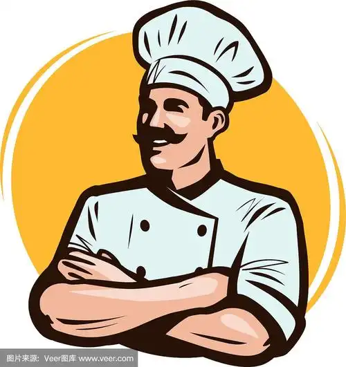 厨师厨师标志或标签餐厅的概念