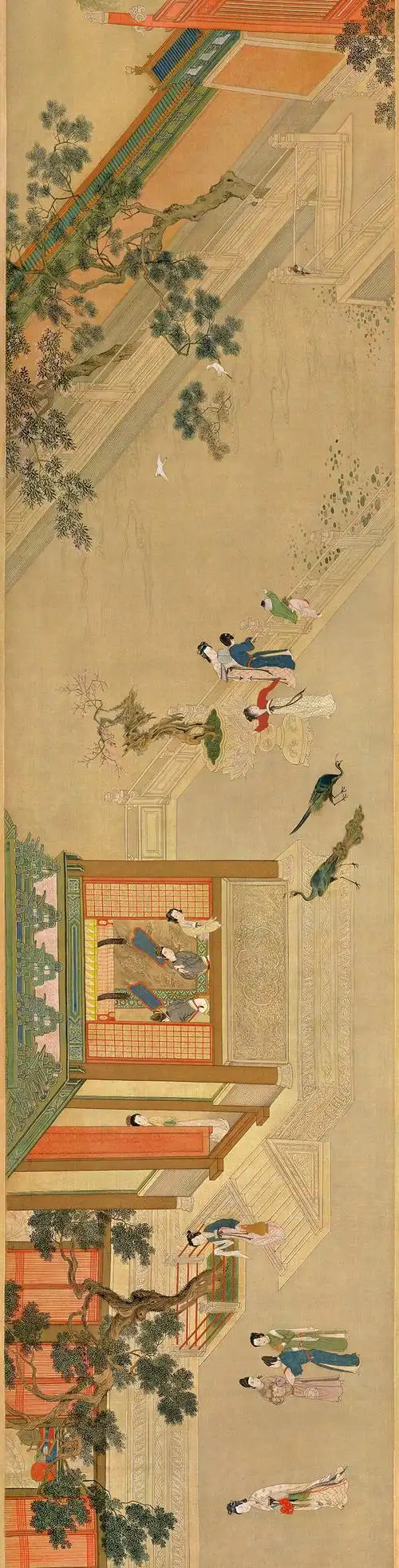 墨迹触摸国画-明 仇英《汉宫春晓图》十大传世名画