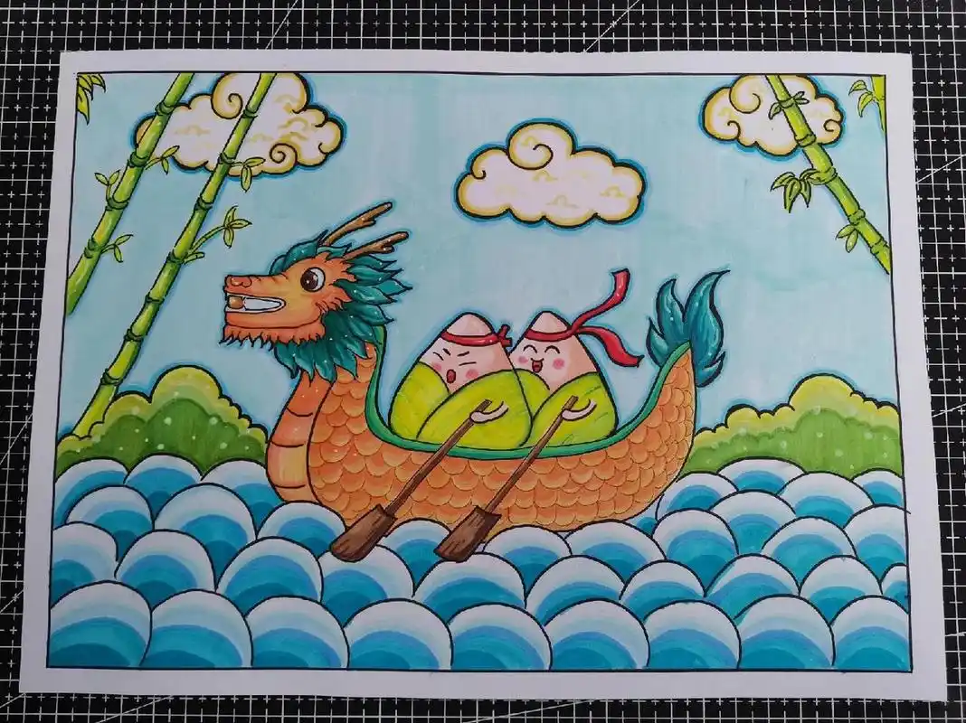端午赛龙舟主题画      端午赛龙舟主题画