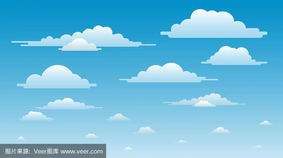 蓝天和白云的背景.简单的卡通设计.平面风格矢量插图.