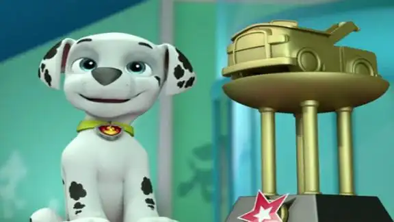 狗狗巡逻队毛毛比赛获得金牌汪汪队立大功毛毛留念拍照