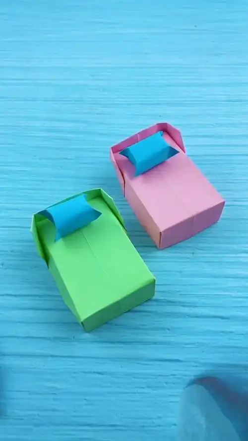 手工折纸#迷你小床,超简单的