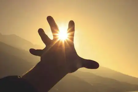 试图抓住太阳的手照片