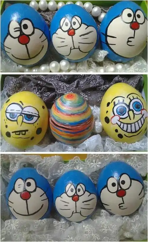 鸡蛋壳画的做法 蛋壳手绘哈喽尅提的详细画法(创意粘贴画图片大全简单