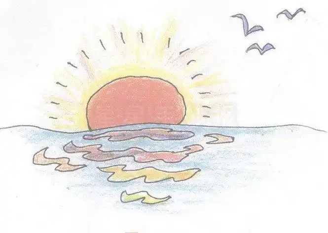 海上日出简笔画怎么画