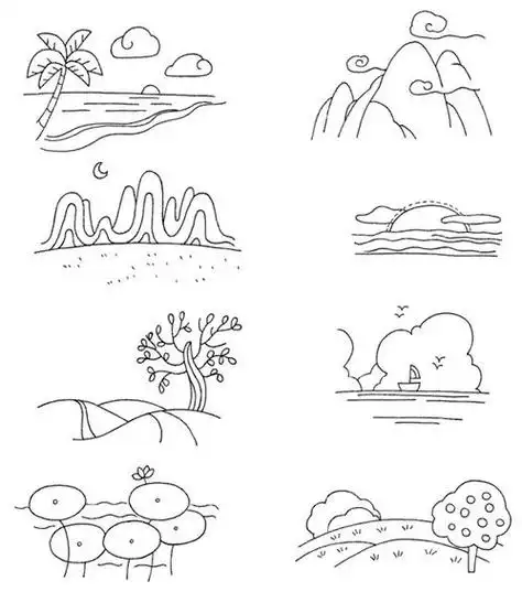 简笔画图片大全风景风景画简笔画
