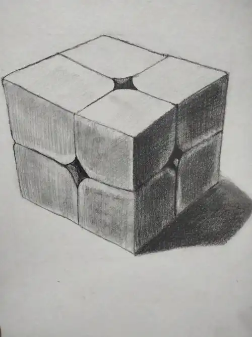 三d小魔方来袭～#零基础素描  #三阶魔方  #素描