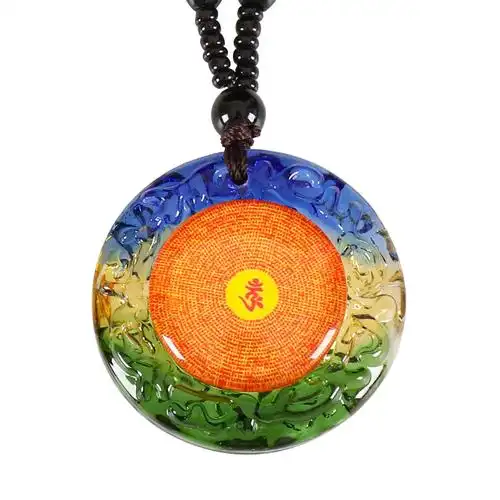 楞严琉璃吊坠全咒文书护身符挂件佛教用品项坠