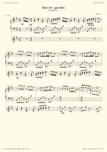 钢琴谱:繁花落尽flowerfell - 秘密花园secret garden