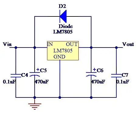 图3.1 lm7805稳压电路图
