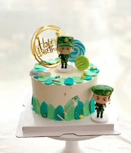 军人蛋糕定制卡通军人主题蛋糕图片
