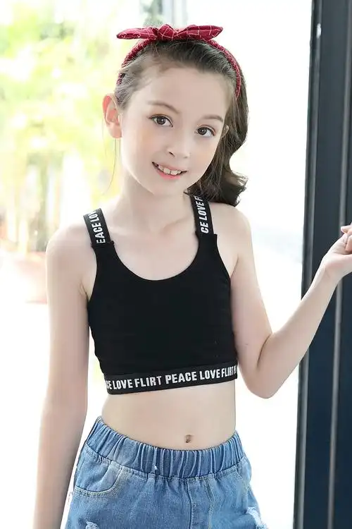 童装女童抹胸裹胸春夏装新款中大童纯棉运动背心发育期弹力小吊带