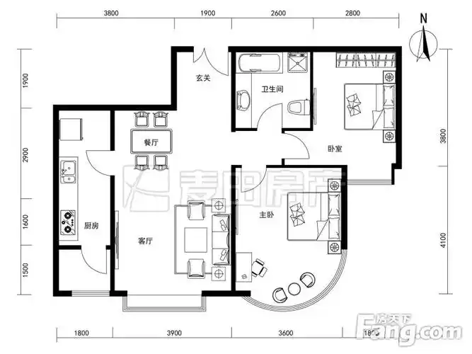 南向两居高层户型无浪费圆弧飘窗全天采光随时可看房