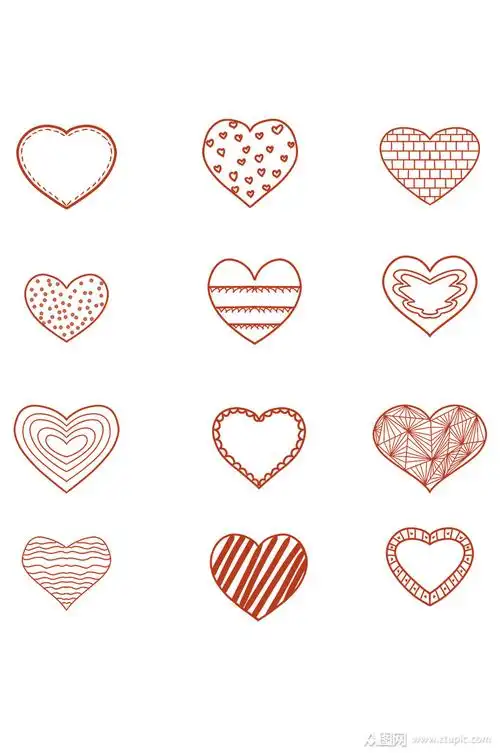 可爱的手绘心桃心免抠