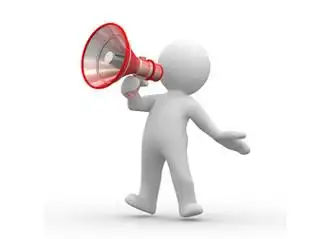 3d小人手拿扩音器宣传类ppt素材图片